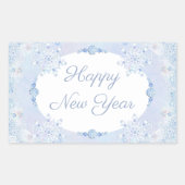 アイスブルーのスノーフレーク 長方形シール (正面)