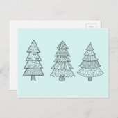 アイスブルーのパステルエレガントススタイリッシュクリスマスの木 シーズンポストカード (正面/裏面)