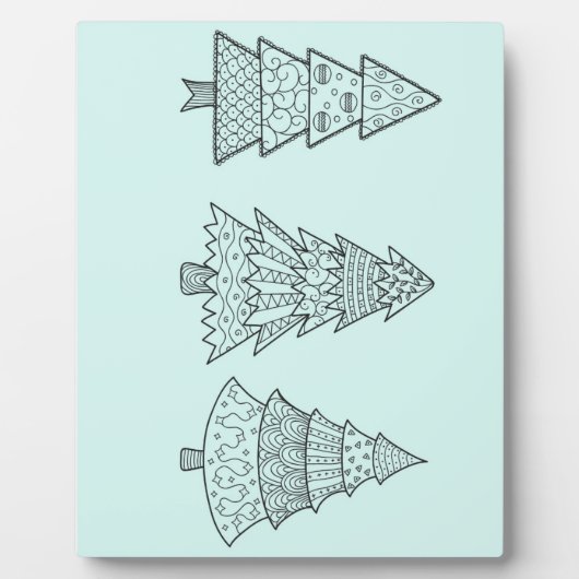 アイスブルーのパステルエレガントススタイリッシュクリスマスの木 フォトプラーク (正面)