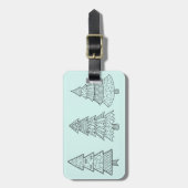 アイスブルーのパステルエレガントススタイリッシュクリスマスの木 ラゲッジタグ (正面縦)