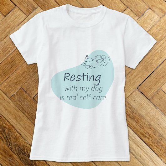 アイスブルーのプードル犬好きTシャツ|本当のセルフケア Tシャツ