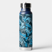 アイスブルーのマーリング抽象芸術 ウォーターボトル (右面)