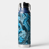 アイスブルーのマーリング抽象芸術 ウォーターボトル (正面)