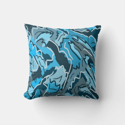 アイスブルーのマーリング抽象芸術 クッション (正面)