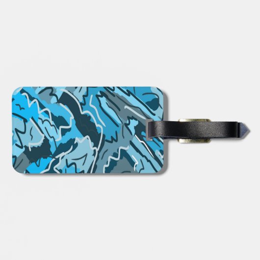 アイスブルーのマーリング抽象芸術 ラゲッジタグ (裏面横)