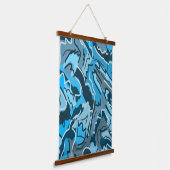 アイスブルーのマーリング抽象芸術 吊り下げ型タペストリー (傾斜あり)