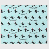 アイスブルーのミニマルなスノーボーダーパター男性へン ラッピングペーパー (フラット)