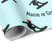 アイスブルーのミニマルなスノーボーダーパター男性へン ラッピングペーパー (ロールコーナー)