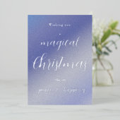 アイスブルーのラメクリスマスカード - 名前入り  箔シーズンカード (立ち正面)