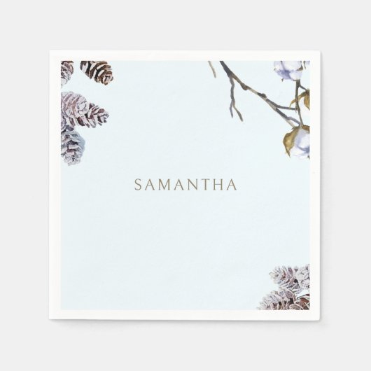 アイスブルーの冬のシャワーカクテル スタンダードカクテルナプキン (正面)