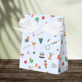 アイスブルーの可愛いクリスマスイラストギフトボックス フェイバーボックス