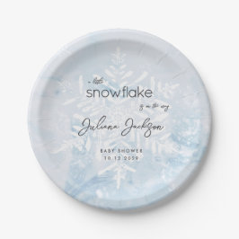 アイスブルーの小さな雪の結晶 冬のベビーシャワー ペーパープレート