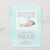 アイスブルーの平和と喜びの写真 シーズンカード (正面/裏面)