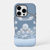 アイスブルーの幾何学パールクローム iPhoneケース (裏面)
