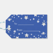 アイスブルーの星と赤いベリーのクリスマス ギフトタグ (裏面横)