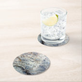アイスブルーの白い大理石の仕上げ ラウンドペーパーコースター (インサイチュ)
