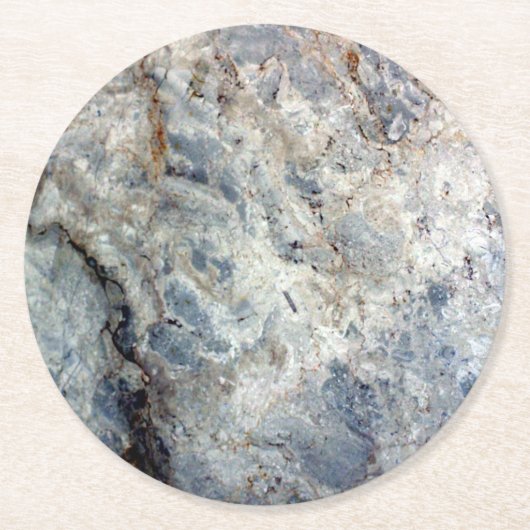アイスブルーの白い大理石の仕上げ ラウンドペーパーコースター (正面)
