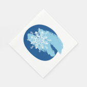 アイスブルーの雪の結晶の抽象的な冬の円形 スタンダードランチョンナプキン (角)