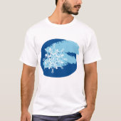 アイスブルーの雪の結晶の抽象的な冬の円形 Tシャツ (正面)