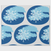 アイスブルーの雪の結晶の抽象的な冬の円 ラッピングペーパー (フラット)