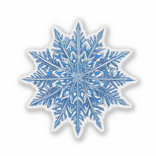 アイスブルーの雪の結晶ステッカー シール (正面)