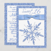 アイスブルーの雪の結晶 スイート16 招待状 (正面/裏面)