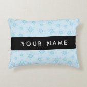アイスブルーの雪片，あなたの名前，パーソナライズ アクセントクッション (正面)