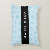 アイスブルーの雪片，あなたの名前，パーソナライズ アクセントクッション (正面(垂直))