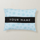 アイスブルーの雪片，あなたの名前，パーソナライズ アクセントクッション (裏面)