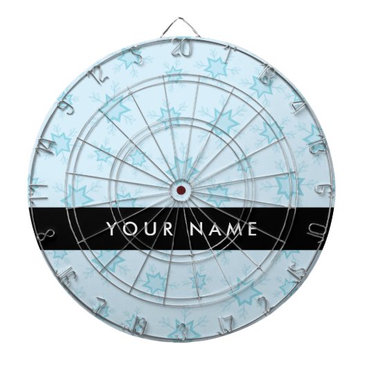 アイスブルーの雪片，あなたの名前，パーソナライズ ダーツボード (正面)