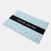 アイスブルーの雪片,あなたの名前,パーソナライズ ドアマット (アングル)