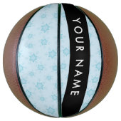 アイスブルーの雪片，あなたの名前，パーソナライズ バスケットボール (縦)