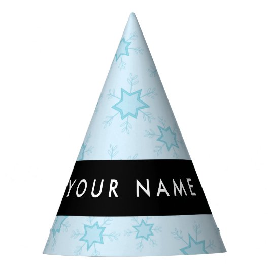 アイスブルーの雪片,あなたの名前,パーソナライズ パーティーハット (正面)