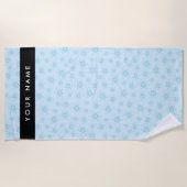 アイスブルーの雪片，あなたの名前，パーソナライズ ビーチタオル (正面)