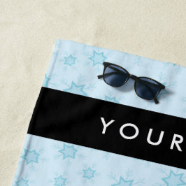 アイスブルーの雪片，あなたの名前，パーソナライズ ビーチタオル