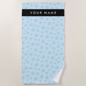 アイスブルーの雪片，あなたの名前，パーソナライズ ビーチタオル (正面)