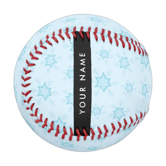 アイスブルーの雪片,あなたの名前,パーソナライズ 野球ボール (正面左)