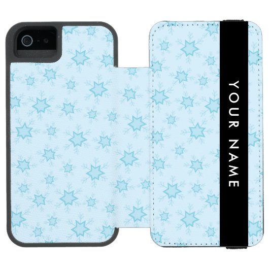 アイスブルーの雪片,あなたの名前,パーソナライズ INCIPIO iPhoneウォレットケース (フォリオ Open)