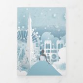 アイスブルーウィンターインパリキンセアニラトリフォールドインビ 三つ折り招待状 (カバー)