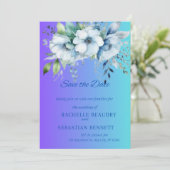 アイスブルーウォーター色フローラ結婚式招待状 招待状 (スタンド正面)
