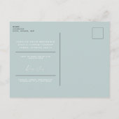 アイスブルーウッドランドディアウィンターブライダルシャワー インビテーションポストカード (裏面)