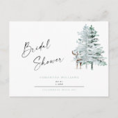 アイスブルーウッドランドディアウィンターブライダルシャワー インビテーションポストカード (正面)