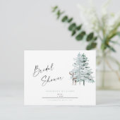 アイスブルーウッドランドディアウィンターブライダルシャワー インビテーションポストカード (スタンド正面)