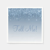 アイスブルーエレガントスクリプトグラムモダングリッターガーリー スタンダードカクテルナプキン (正面)