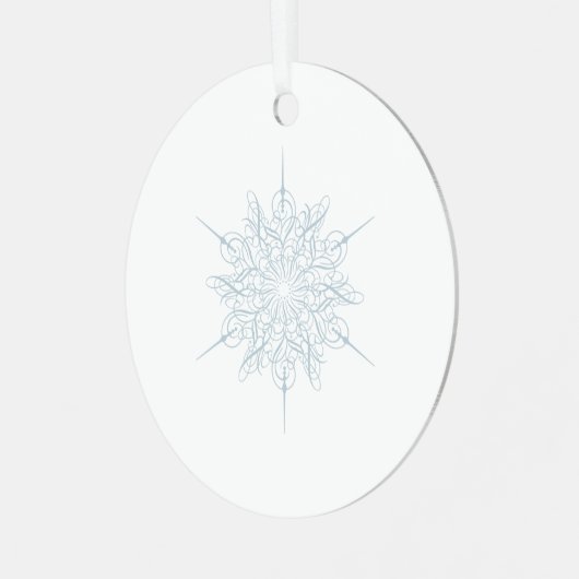 アイスブルーエレガントスノーフレーククリスマス メタルオーナメント (正面左)