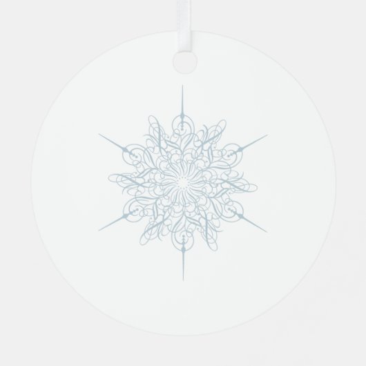 アイスブルーエレガントスノーフレーククリスマス メタルオーナメント (裏面)