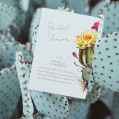 アイスブルーカラフルサボテンのブライダルシャワー 招待状