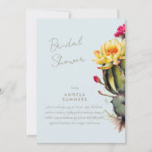 アイスブルーカラフルサボテンのブライダルシャワー 招待状 (正面)