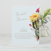 アイスブルーカラフルサボテンのブライダルシャワー 招待状 (スタンド正面)