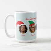 アイスブルークリスマスクルーSanta小妖精や小人ハット5枚 コーヒーマグカップ (左)